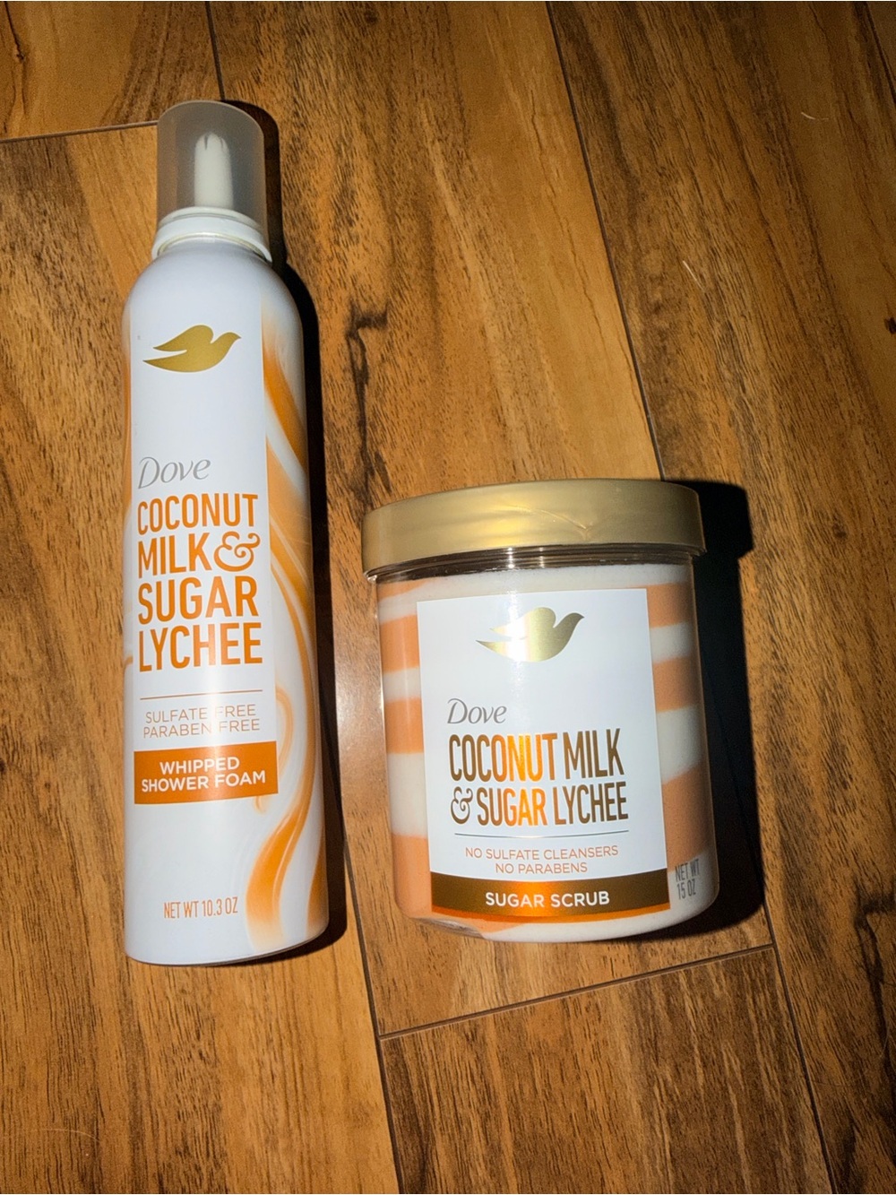 Dove Whipped Shower Foam & Sugar Scrub, Coconut Milk & Sugar Lychee